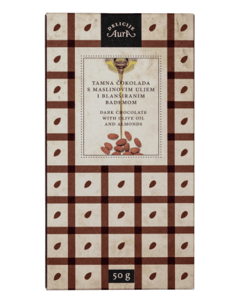 Dark chocolate with Olive Oil and Almonds 50g - Aura